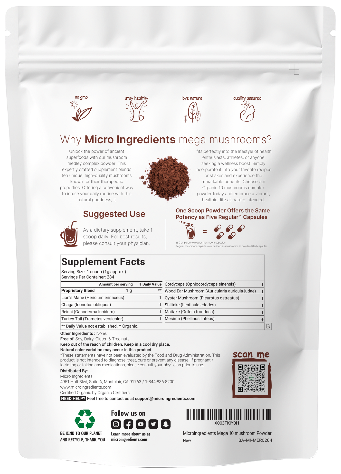 Organic Mega 10 mushroom Powder