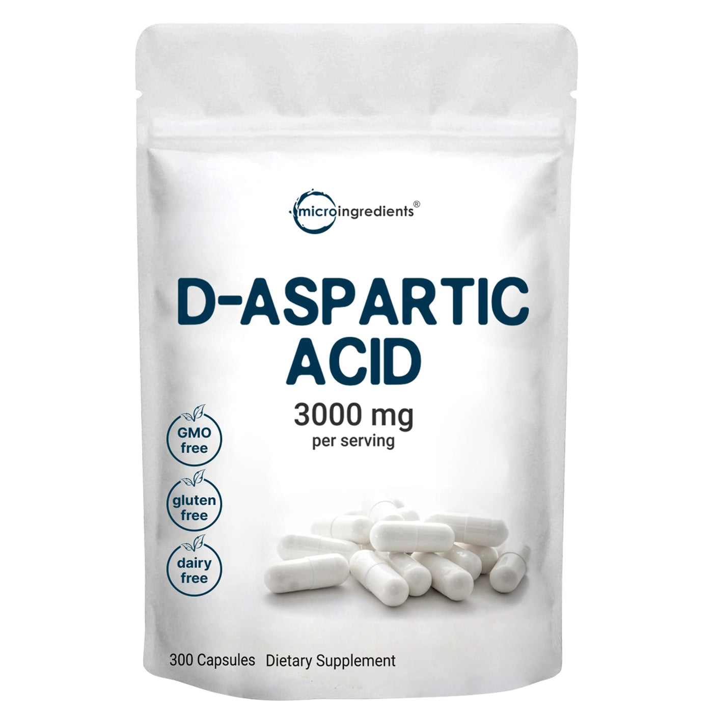 D-Aspartic Acid DAA, 300 Capsules front