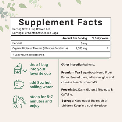 Organic Hibiscus Tea Supplement facts