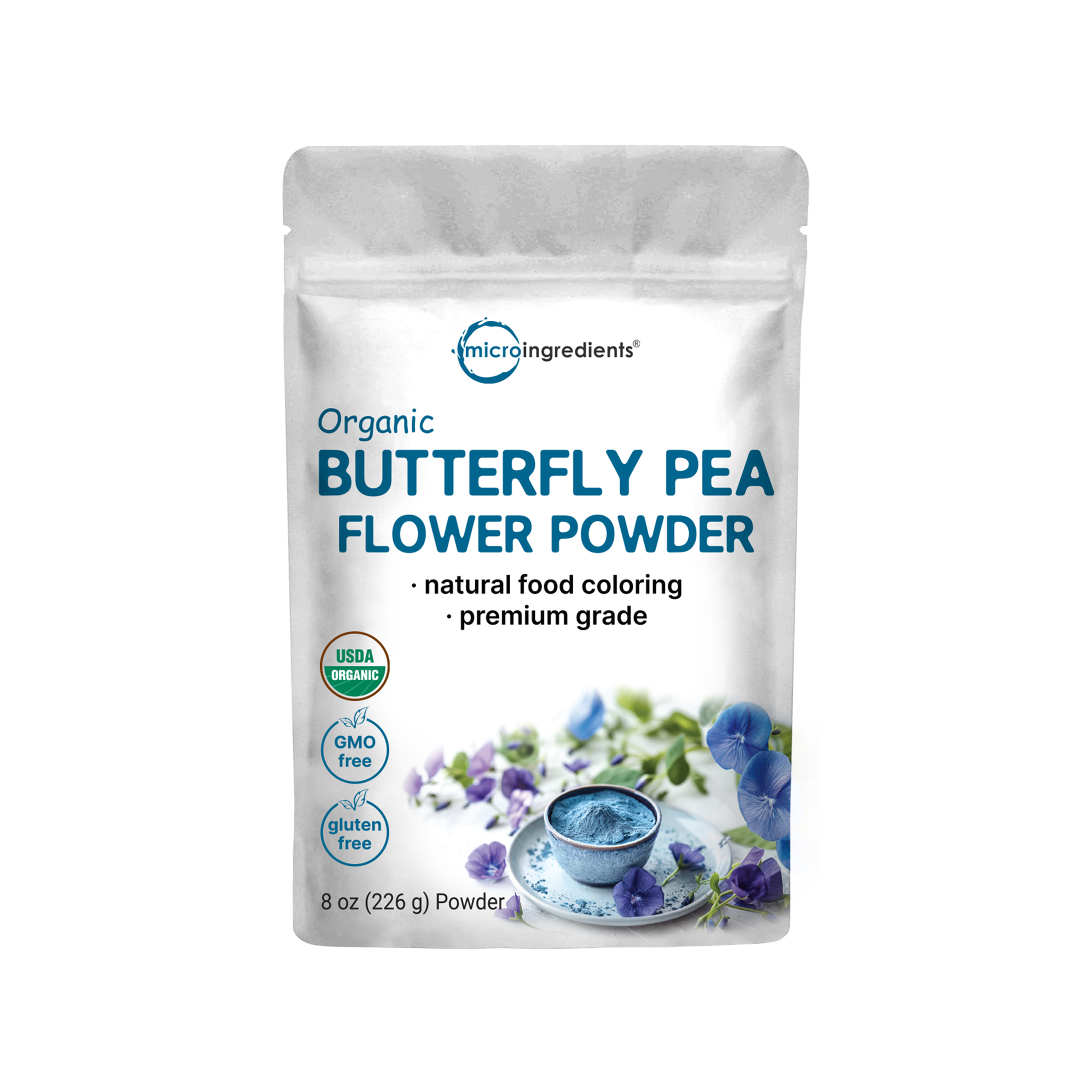 Micro Ingredients Organic Butterfly Pea Flower Powder, 8oz