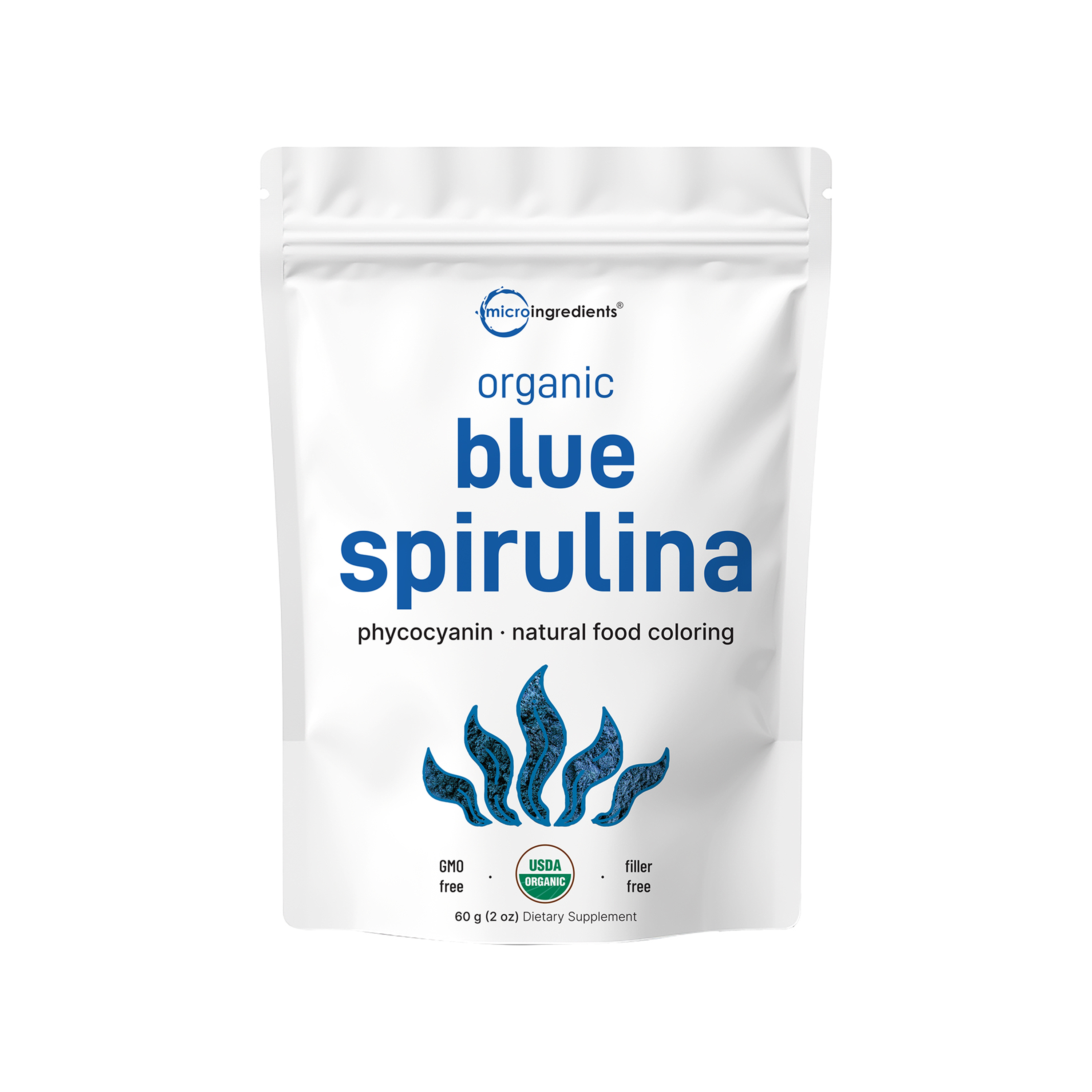 blue spirulina plant Micro Ingredients Organic Blue Spirulina, 2 oz (60 g)