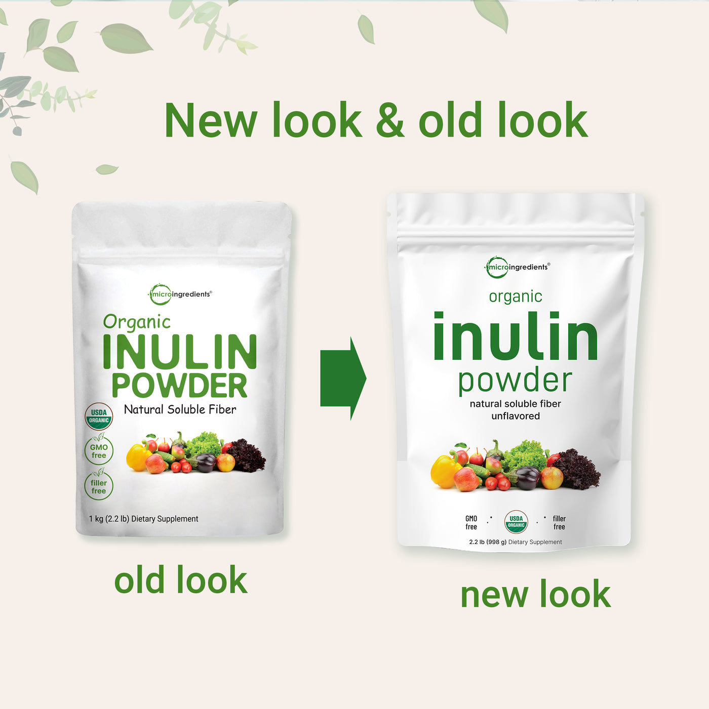Unflavored Organic Inulin FOS Powder - 2.2 Pounds