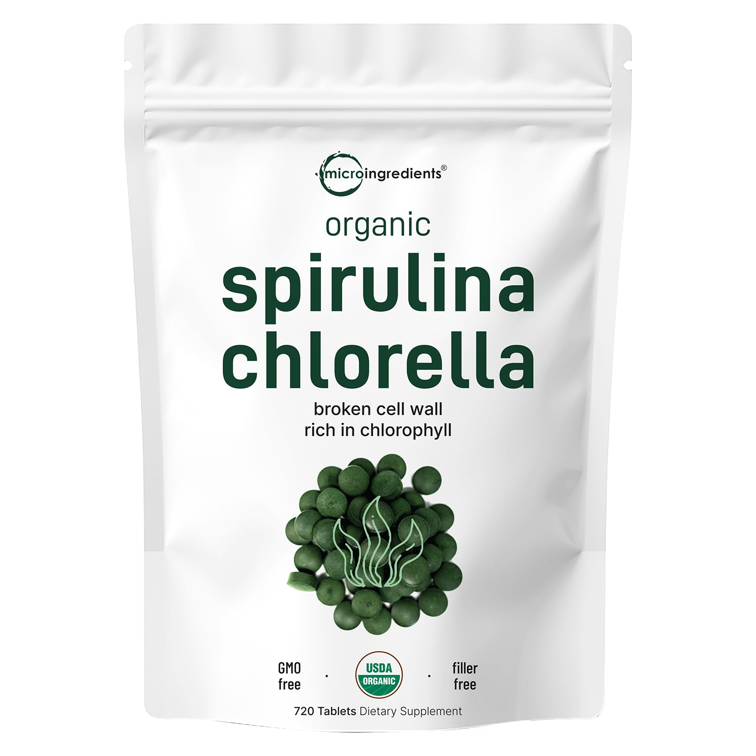Organic Spirulina and Chlorella Tablets Daily Source of Wellness