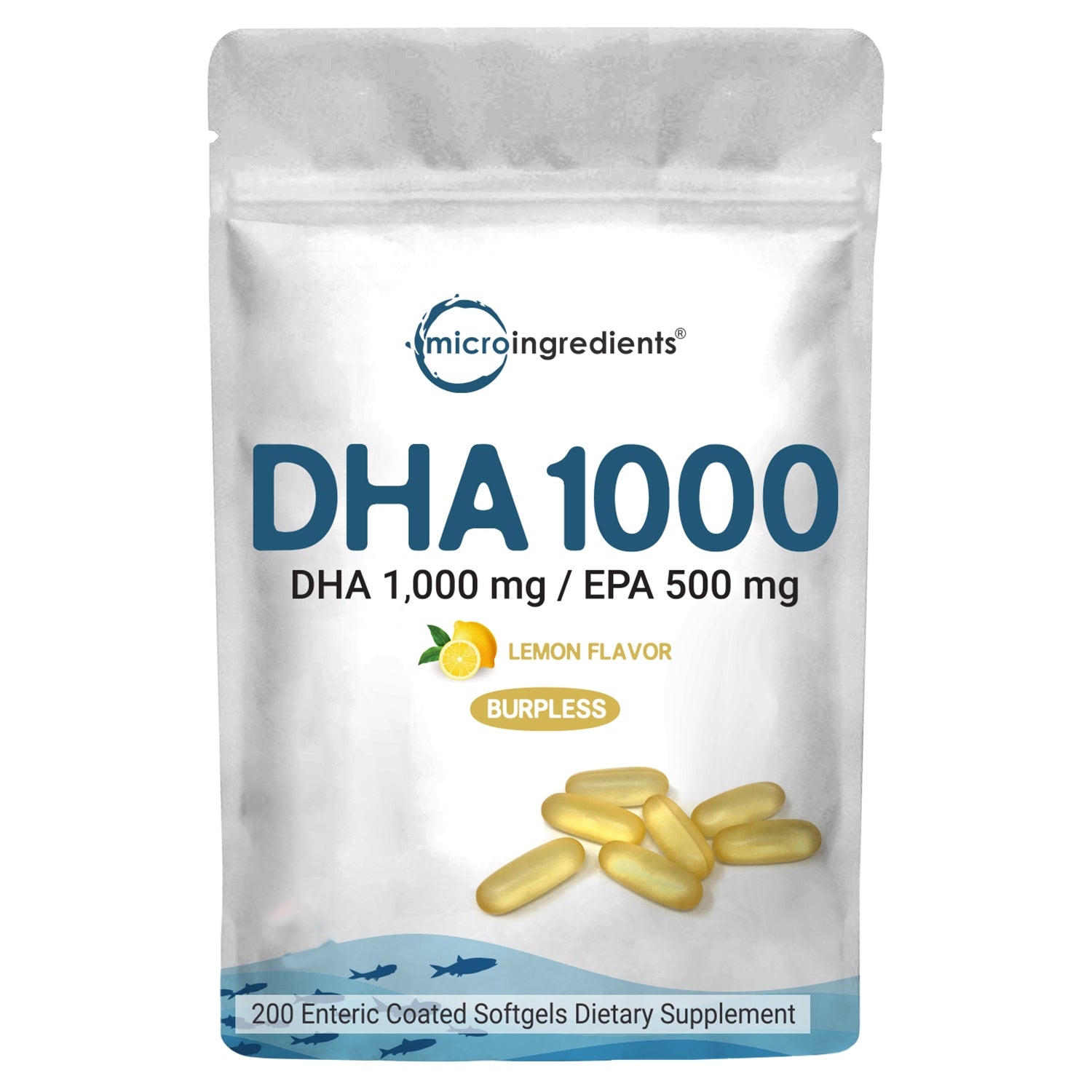 Micro Ingredients Omega 3 Fish Oil DHA Supplements 1000mg with EPA 500