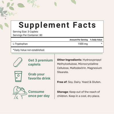 L-Tryptophan Caplets Supplement facts