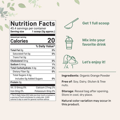 Organic Orange Powder Nutrition Facts
