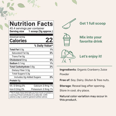 Organic Cranberry Juice Powder Nutrition Facts