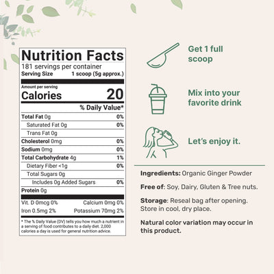Organic Ginger Powder Nutrition Facts