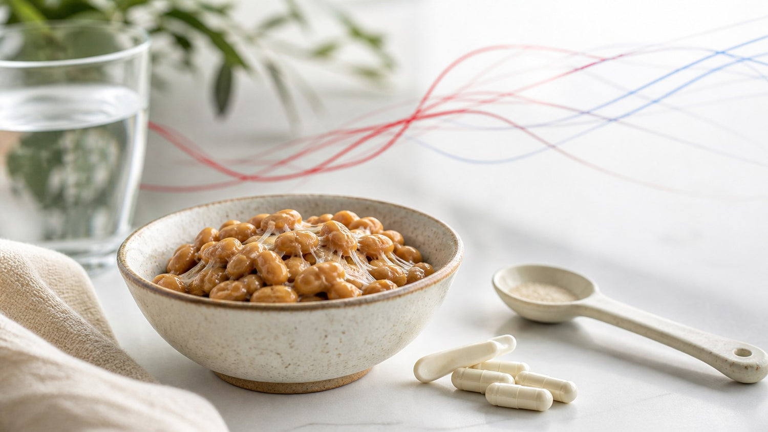 Nattokinase supplement routine with fermented soybeans, capsules, and enzyme activity context