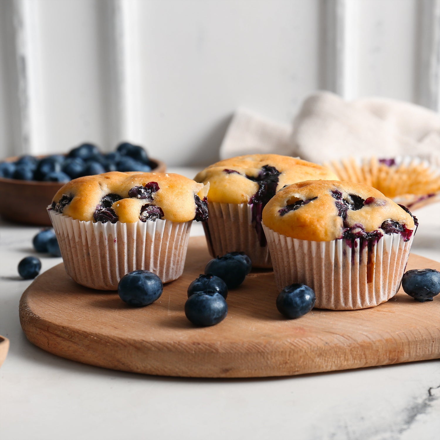 Keto blueberry muffins made with almond flour and blueberries