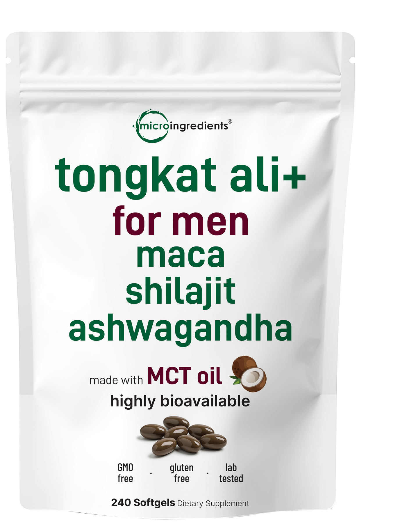 Micro Ingredients Tongkat Ali+ for Men with MCT Oil, 240 Softgels
