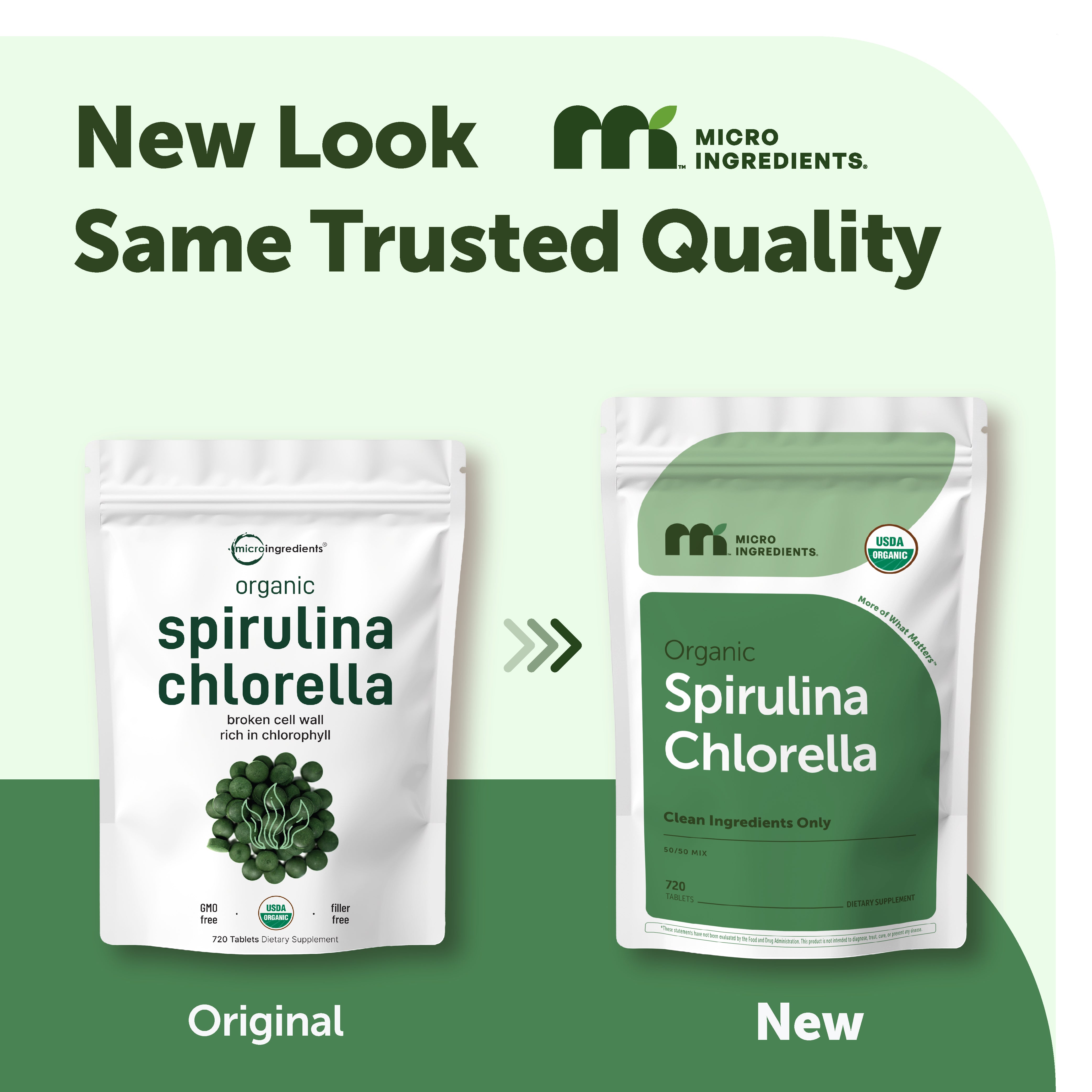 Micro Ingredients Organic Spirulina and Chlorella Tablets