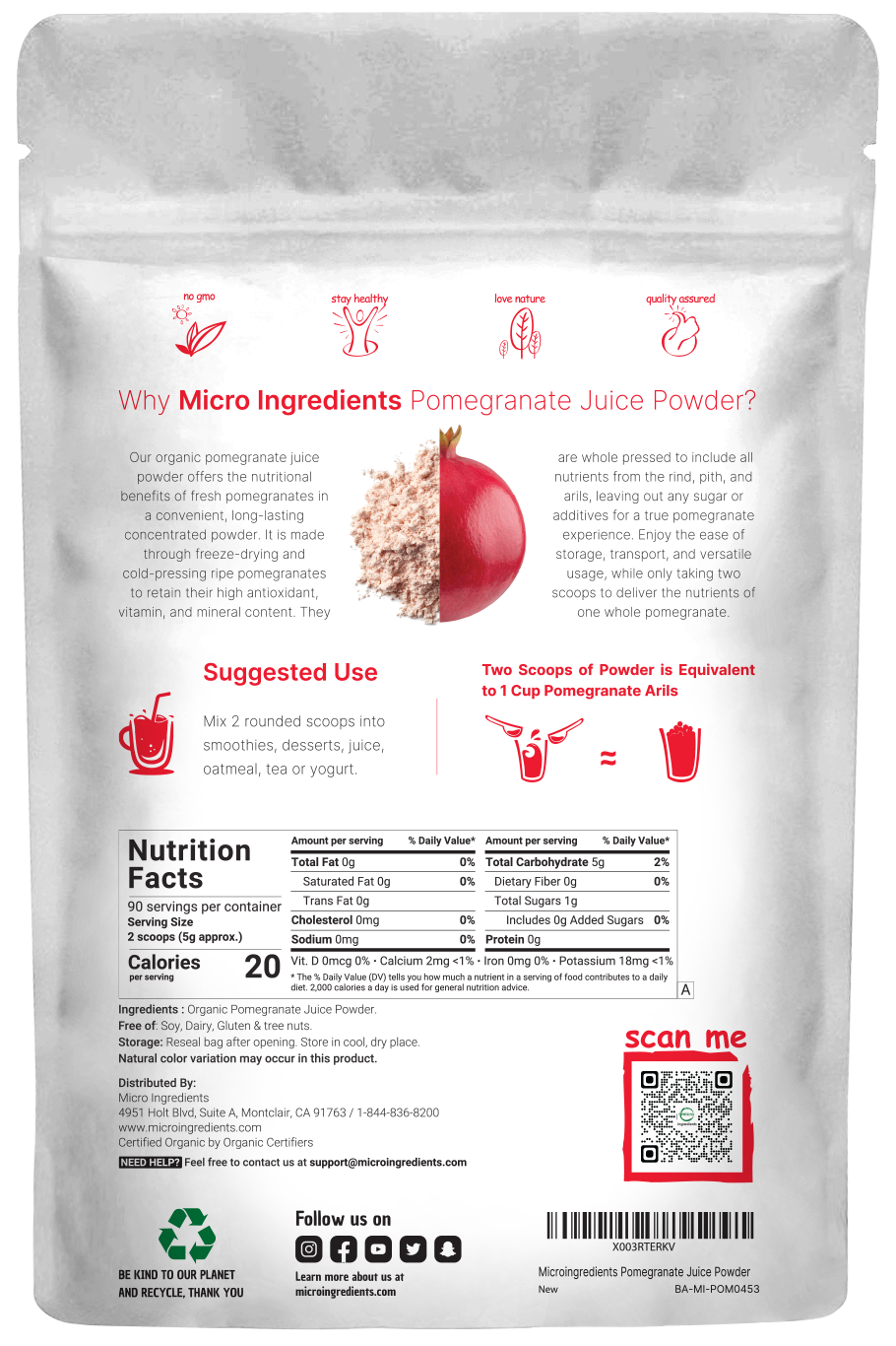 Organic Pomegranate Juice Powder Back