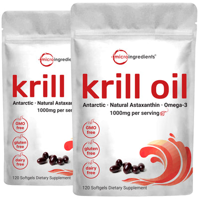 Antarctic Krill Oil Supplement 2 Pack, Rich in Omega 3