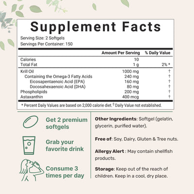 Antarctic Krill Oil with Omega 3, 300 softgels