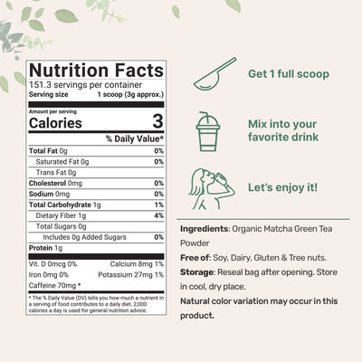 Organic Matcha Green Tea Powder_1 Nutrition Facts