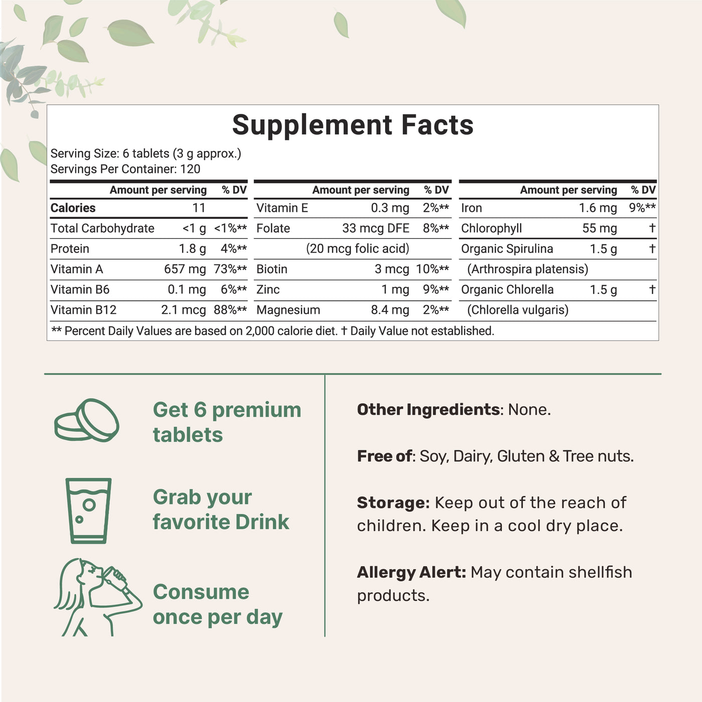 Organic Spirulina and Chlorella Tablets