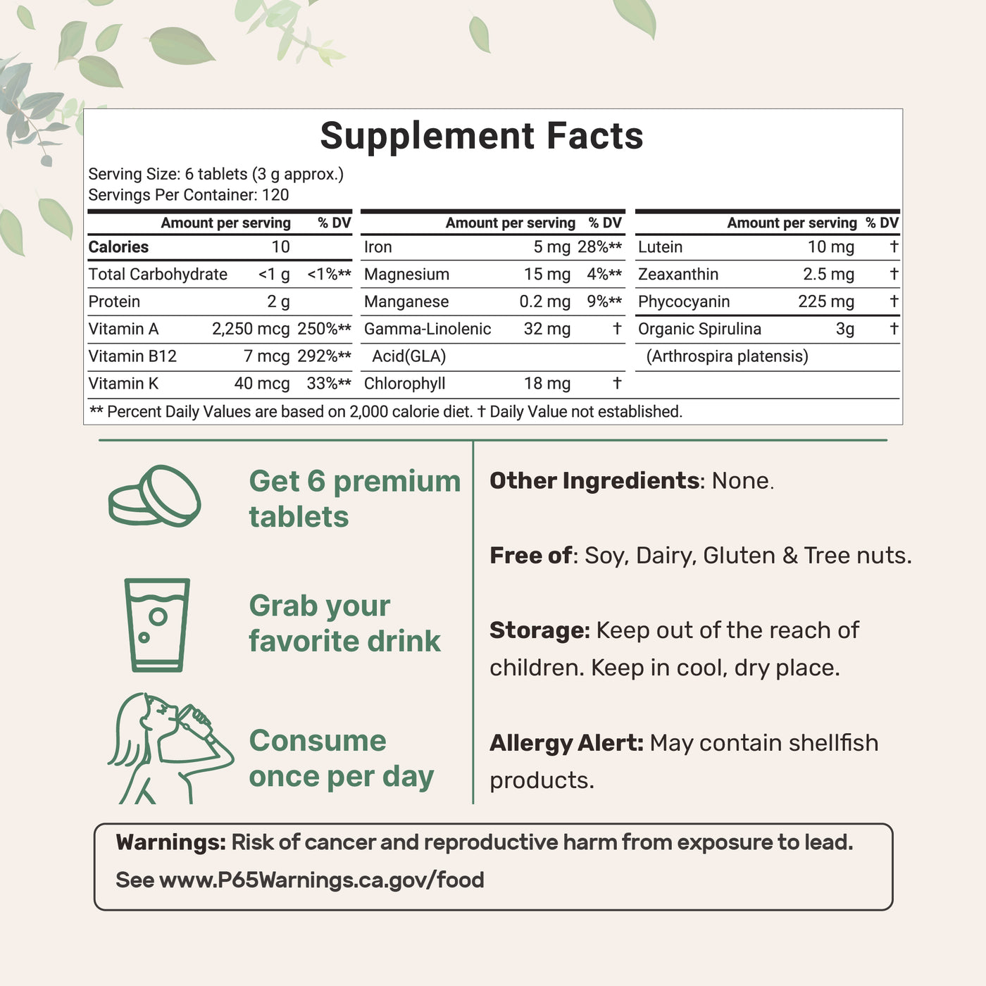Micro Ingredients Organic Spirulina Tablets 720 Counts