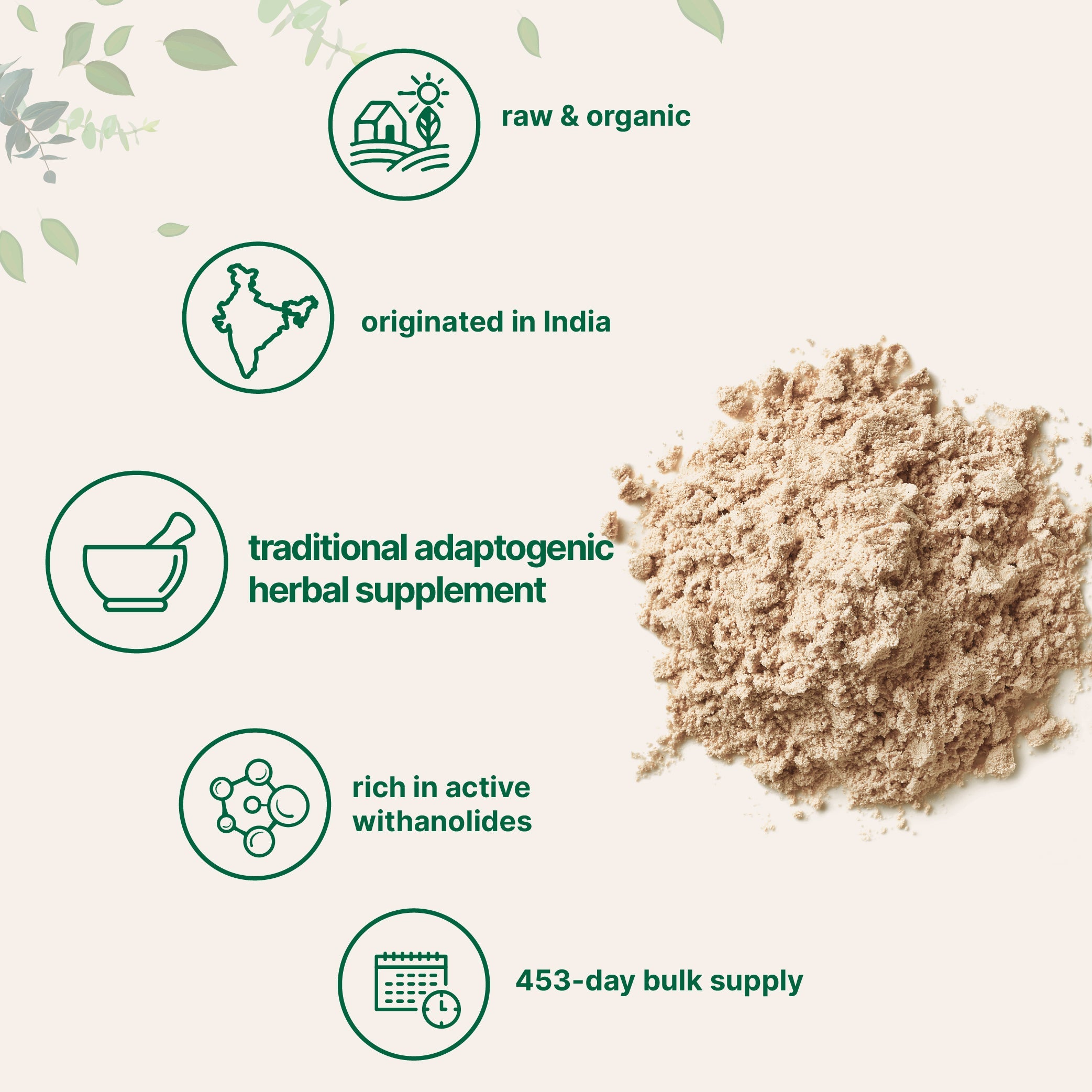 Organic Ashwagandha Root Powder, 2 Pounds Powder Forms