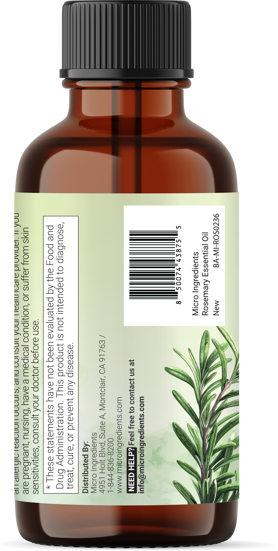 Micro Ingredients Pure Rosemary Essential Oil 8 floz (237mL)