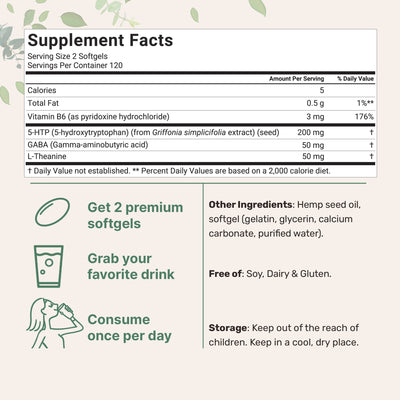 Micro Ingredients 5-HTP+ with Hemp Seed Oil, 240 Softgels