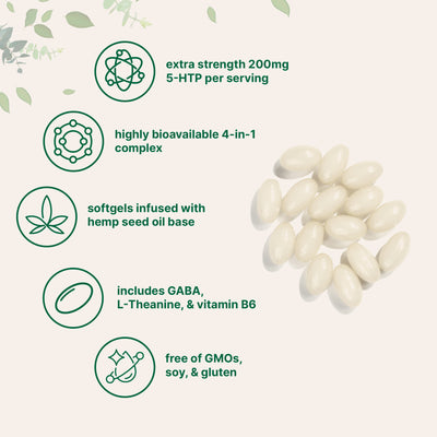 Micro Ingredients 5-HTP+ with Hemp Seed Oil, 240 Softgels