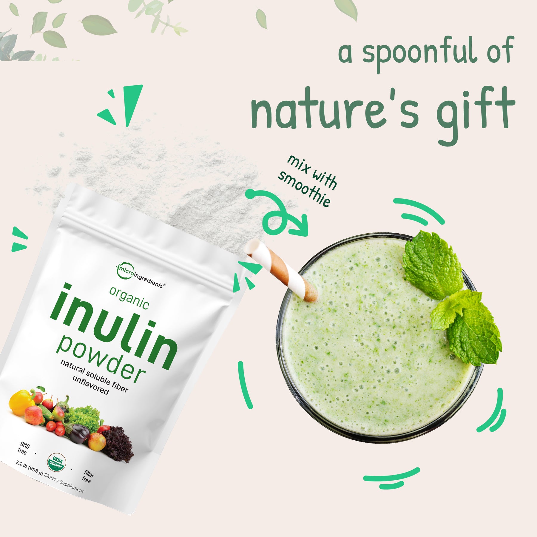 Organic Inulin FOS Powder | Premium Organic Inulin Plus FOS – Micro