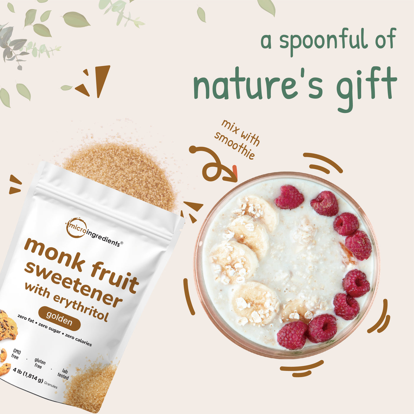 Micro Ingredients Golden Monk Fruit Sweetener with Erythritol