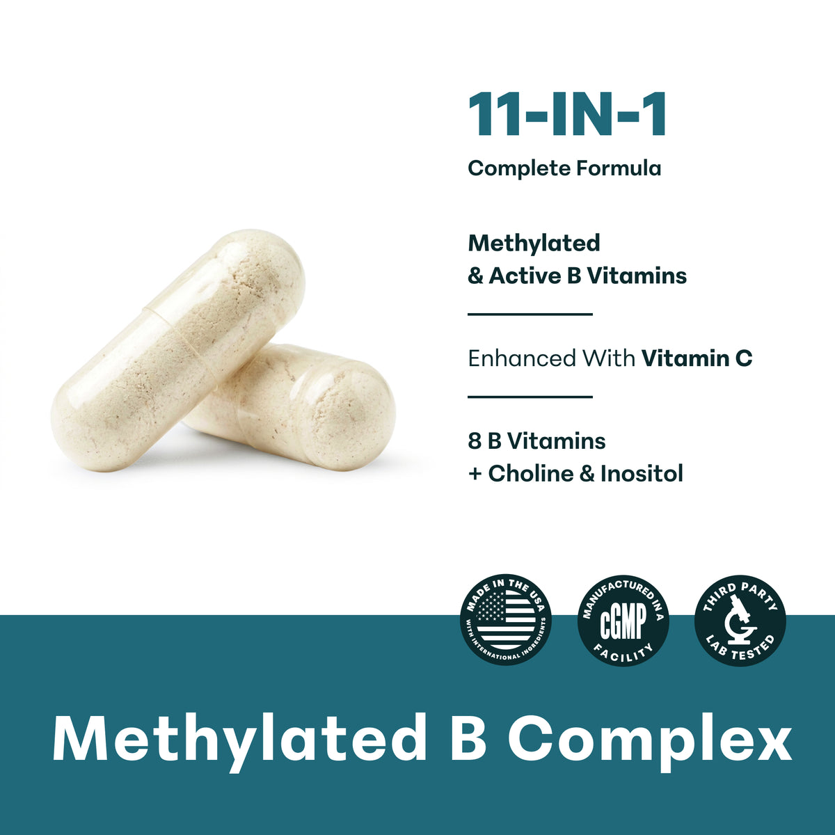 Micro Ingredients Methylated B Complex, 120 Capsules