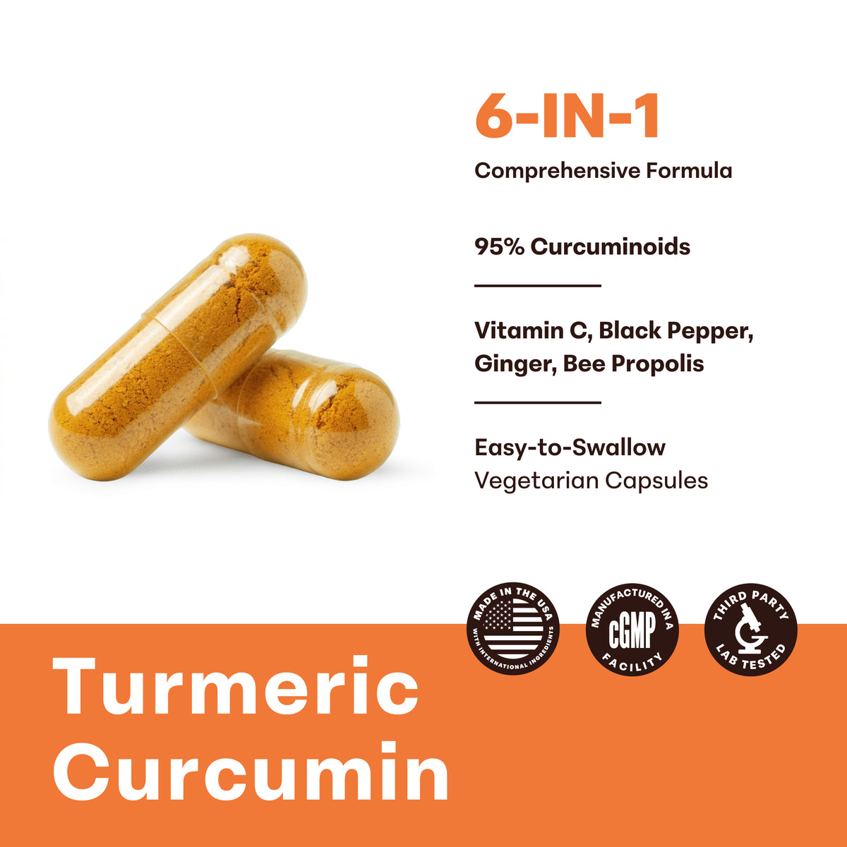 Micro Ingredients Pure Turmeric Curcumin, 60 Vegetarian Capsules