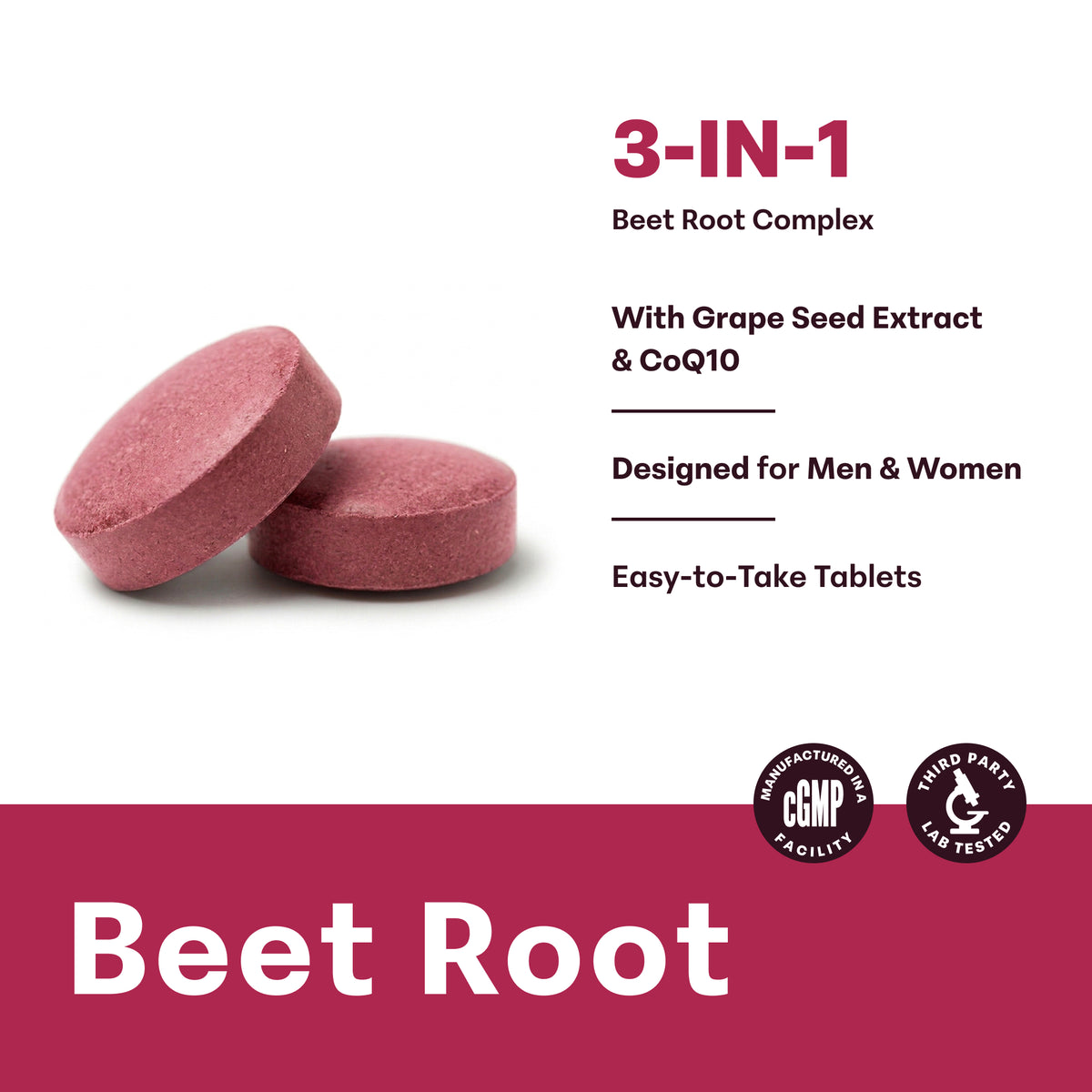 Micro Ingredients Beet Root Supplement with Grape Seed Extract & CoQ10, 200 Tablets
