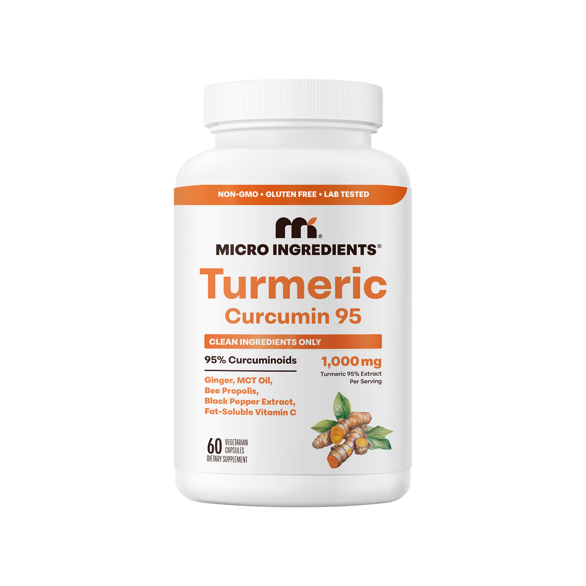 Micro Ingredients Pure Turmeric Curcumin, 60 Vegetarian Capsules