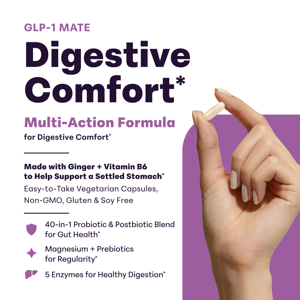 Micro Ingredients GLP-1 Mate Digestive Comfort, 60 Vegetarian Capsules