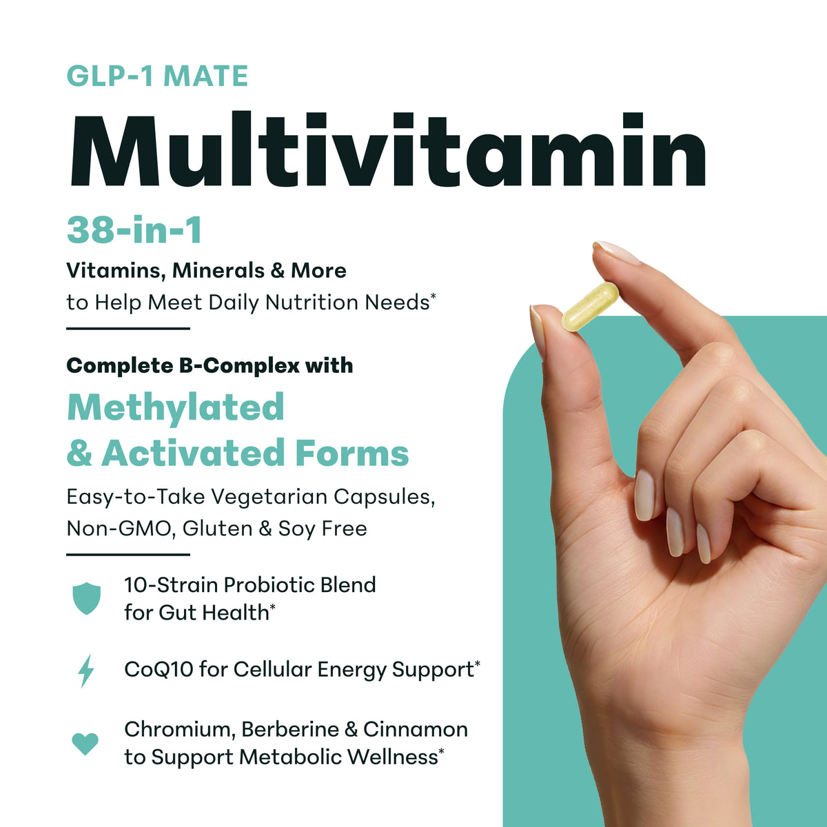 Micro Ingredients GLP-1 Mate 38-in-1 Multivitamin for Women & Men, 90 Vegetarian Capsules