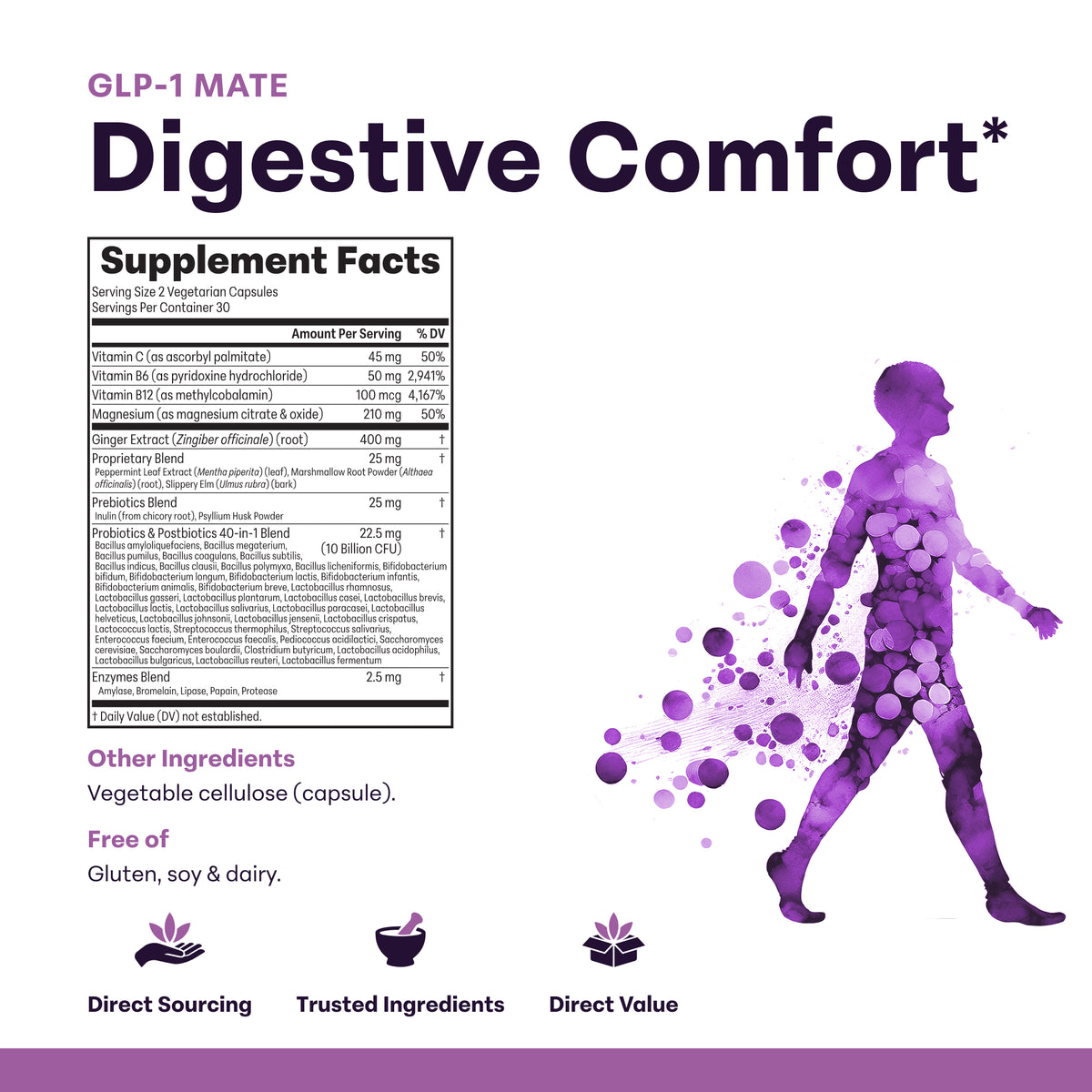 Micro Ingredients GLP-1 Mate Digestive Comfort, 60 Vegetarian Capsules