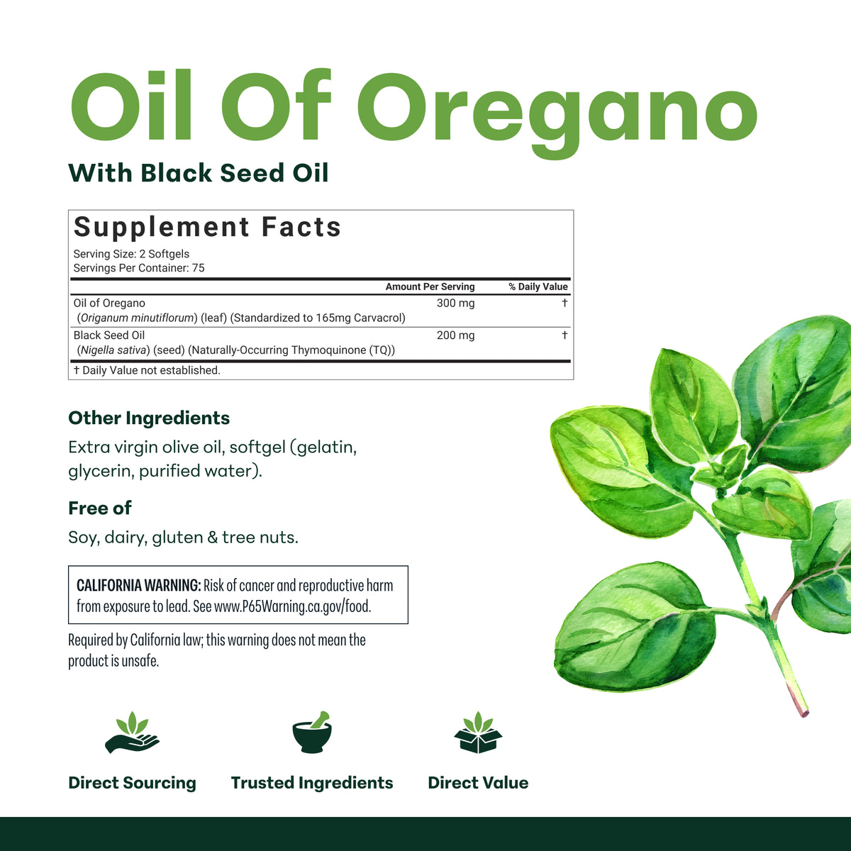 Micro Ingredients Oregano Oil with Black Seed Oil