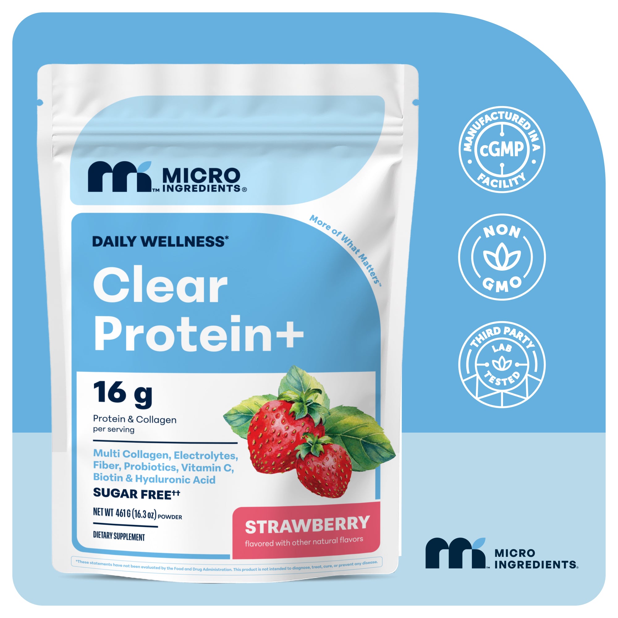 Micro Ingredients Clear Protein+ Powder 461g (Strawberry Flavor)