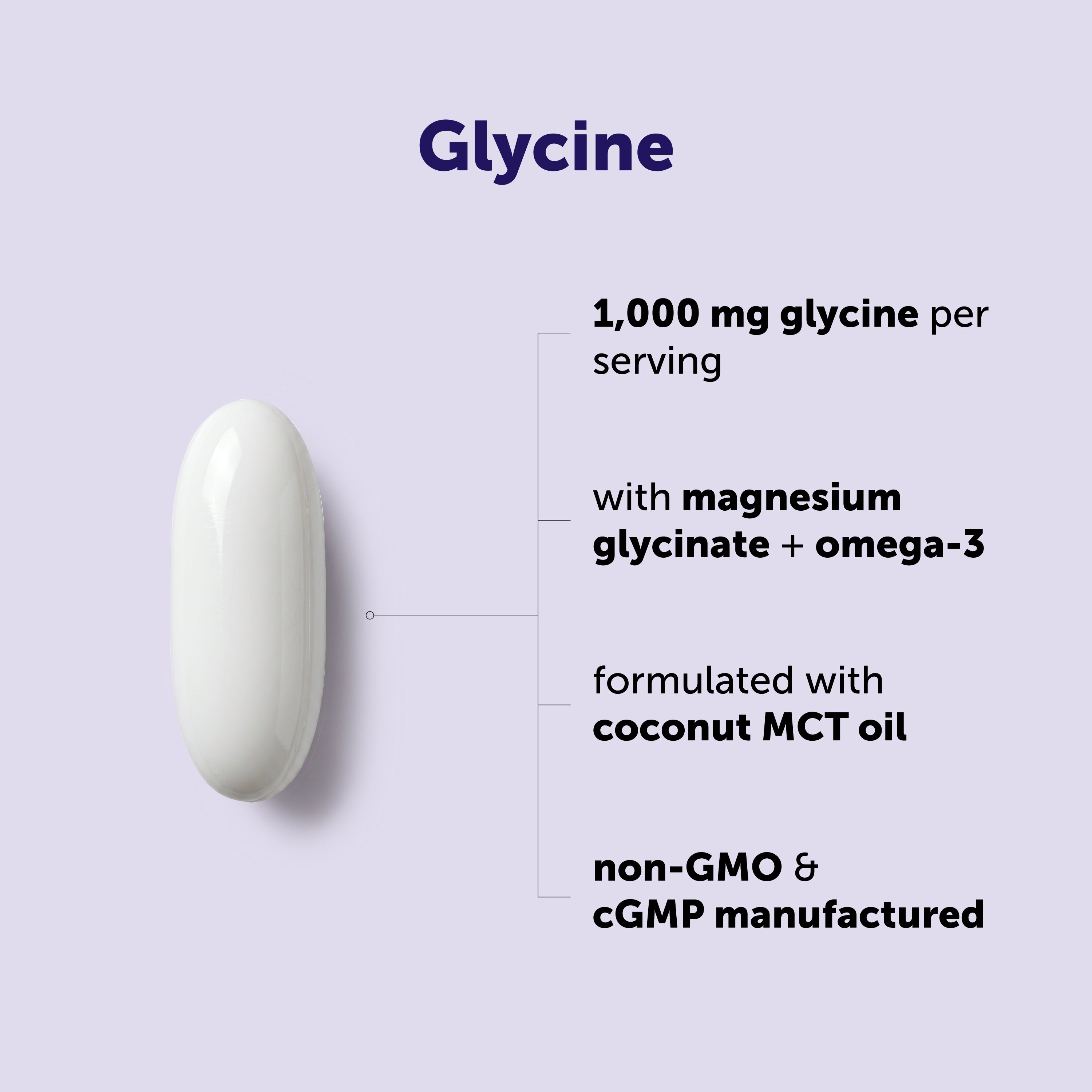 Micro Ingredients Glycine (Amino Acid) 1000mg with MCT Oil, 240 Softgels