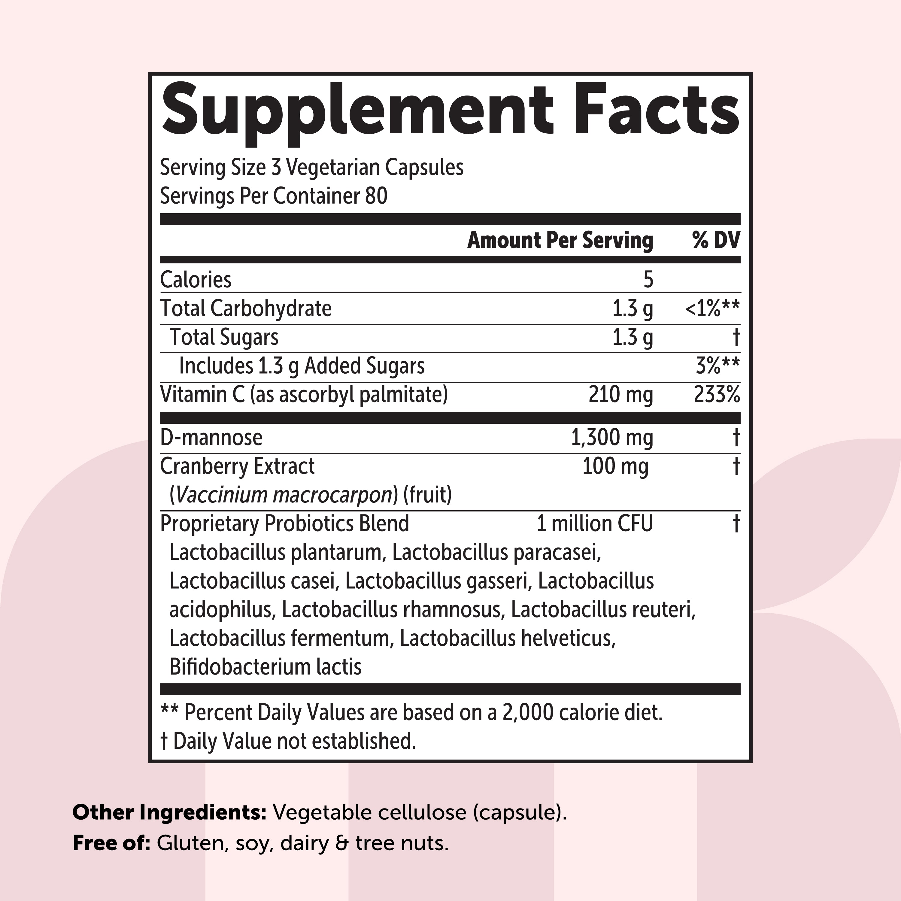 Micro Ingredients Pure D Mannose 1,300mg with Cranberry, 240 Veggie Capsules