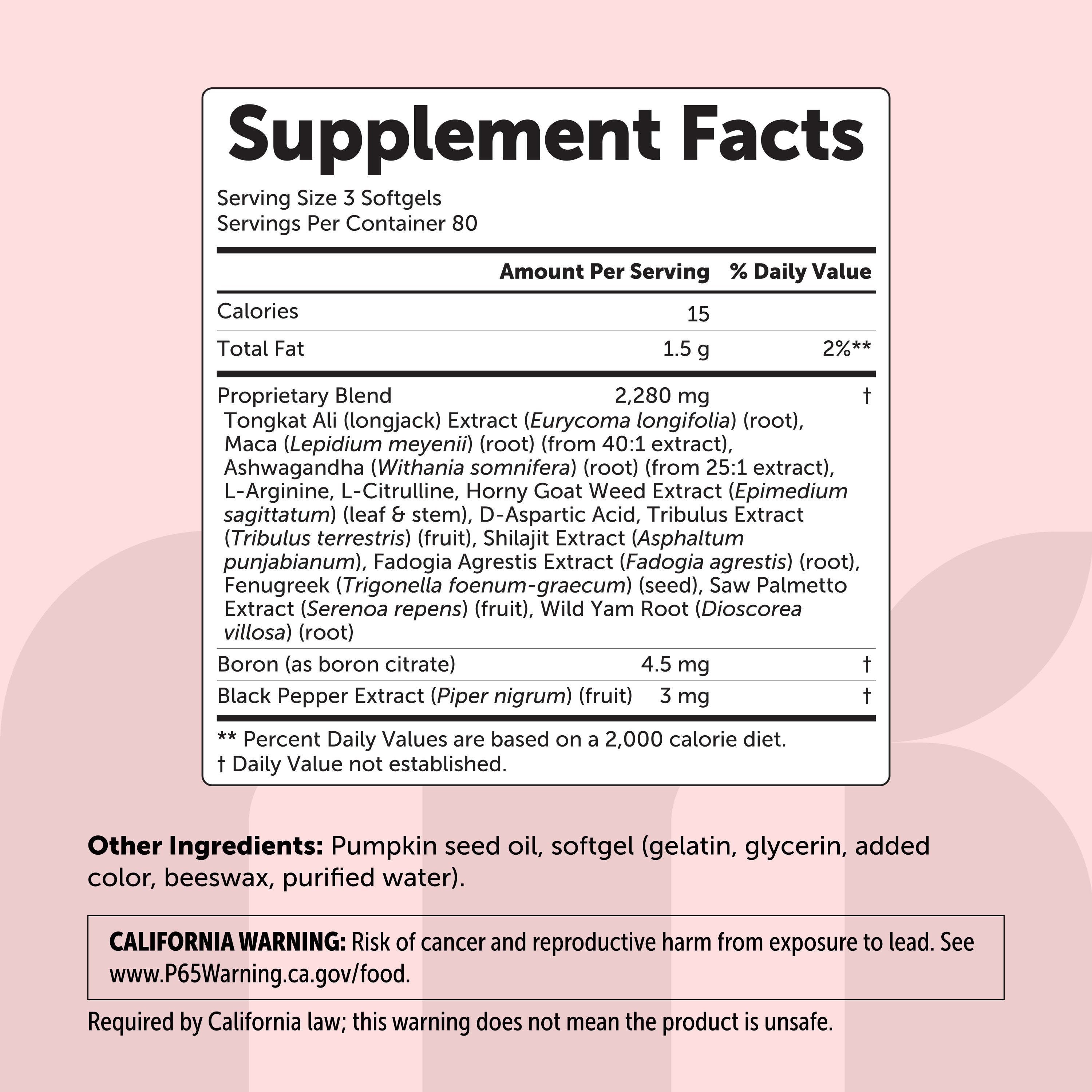Micro Ingredients Testosterone+ Advanced 15-in-1 with Pumpkin Seed Oil, 240 Softgels