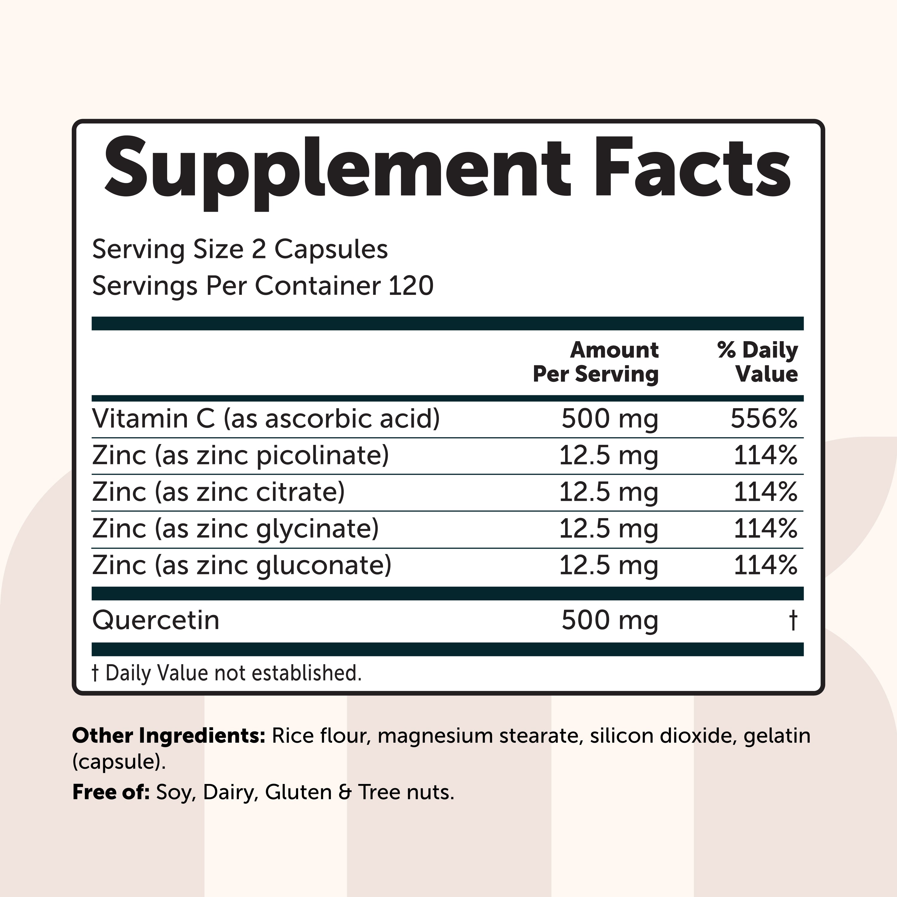 Micro Ingredients Zinc Quercetin 6-in-1 Complex with Vitamin C, 240 Capsules