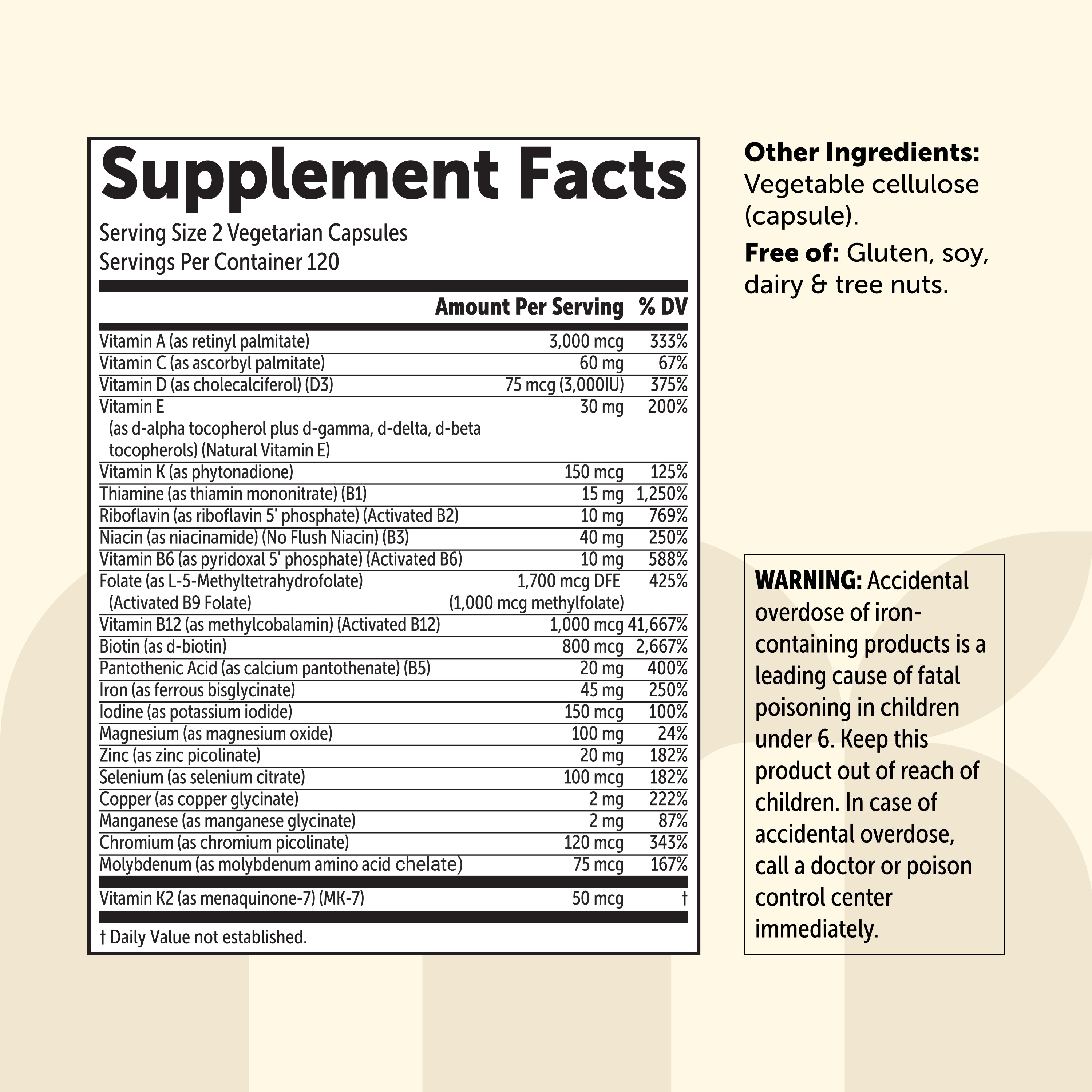 Micro Ingredients Bariatric Multivitamin with 45mg Iron, 240 Veggie Capsules