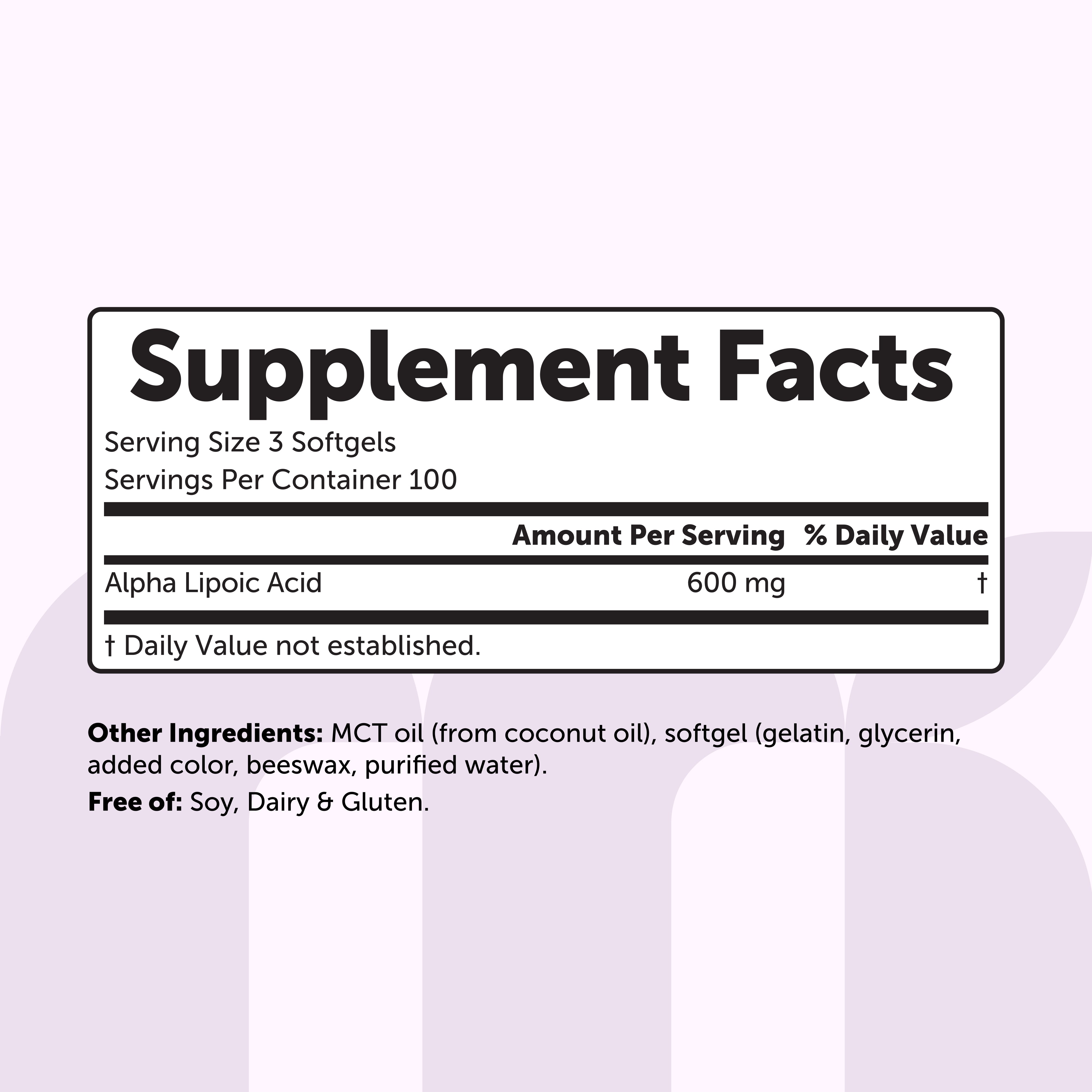 Micro Ingredients Alpha Lipoic Acid 600mg, 300 Softgels