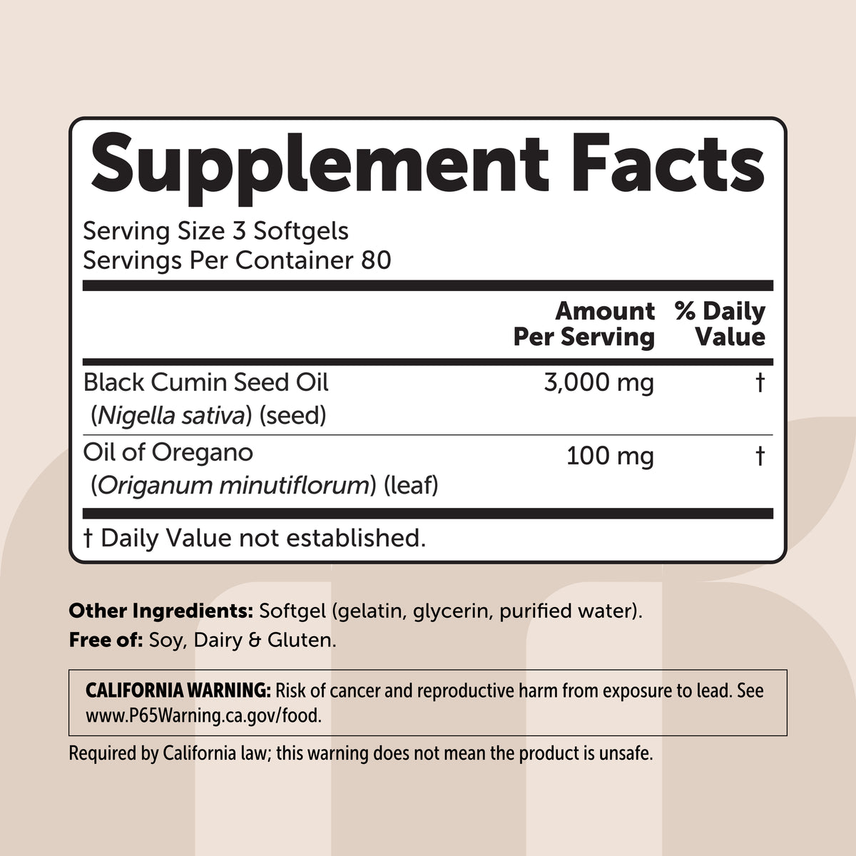 Micro Ingredients Black Seed Oil 3,000mg with Oil of Oregano, 240 Softgels