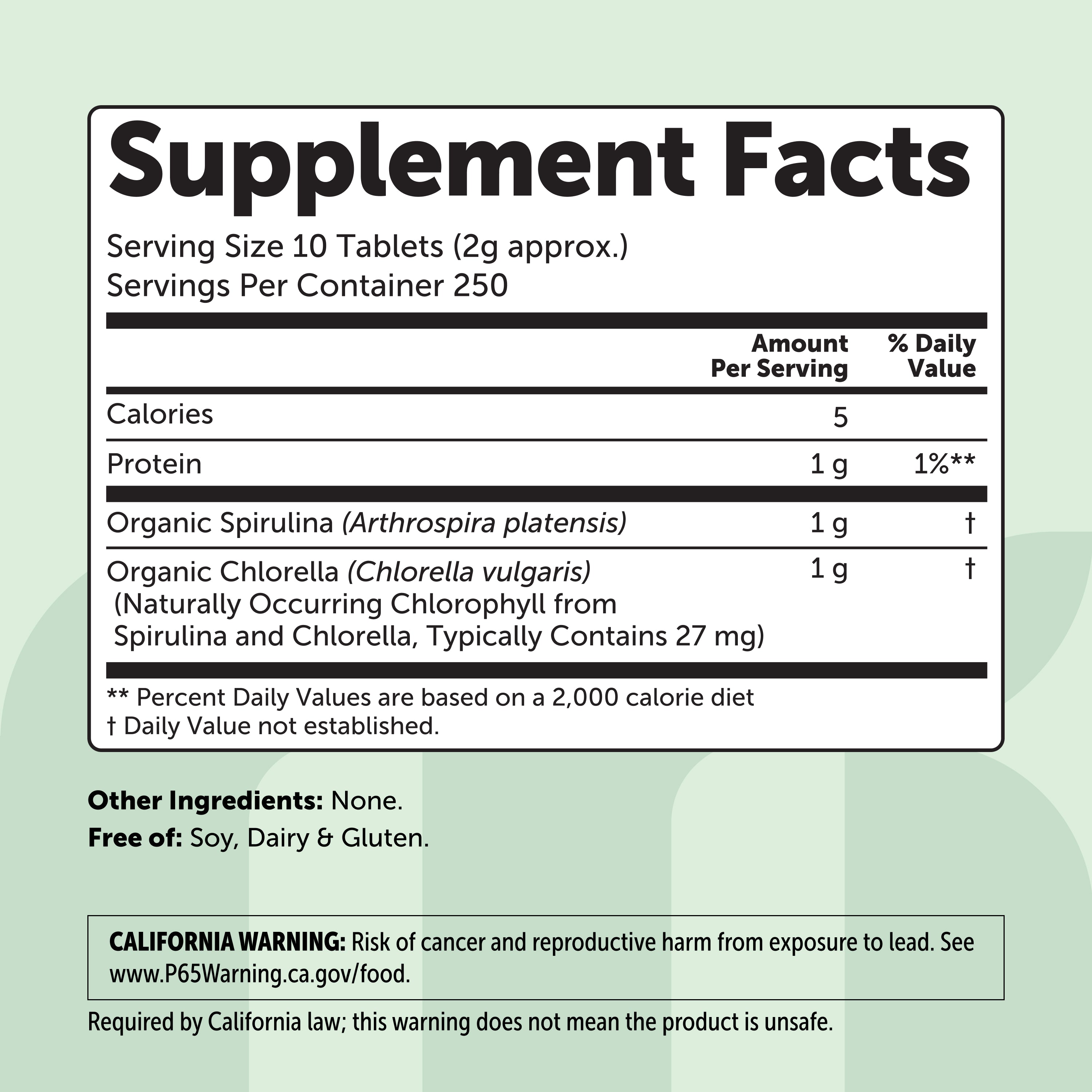 Micro Ingredients Organic Spirulina Chlorella, 2,500 Mini Tablets