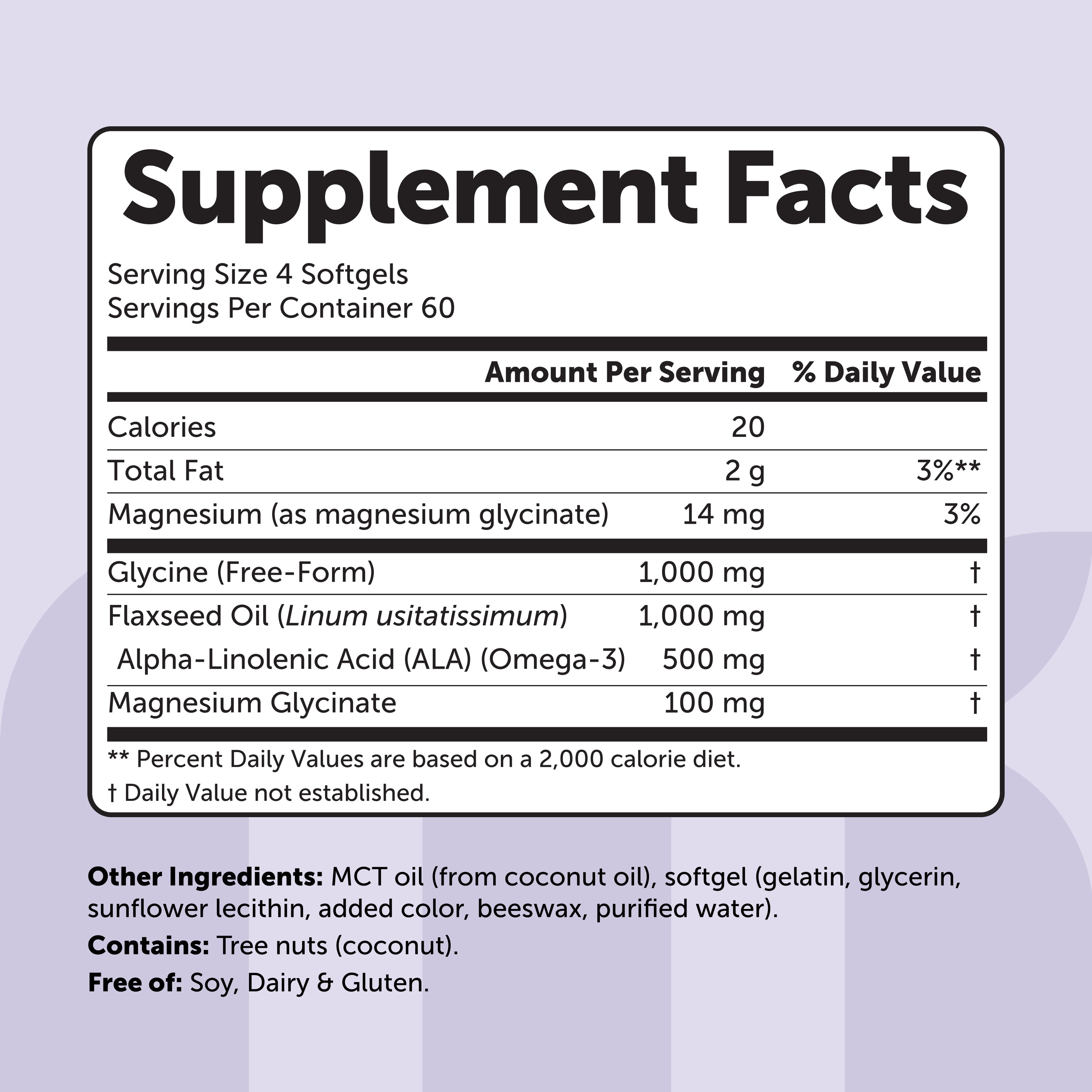 Micro Ingredients Glycine (Amino Acid) 1000mg with MCT Oil, 240 Softgels