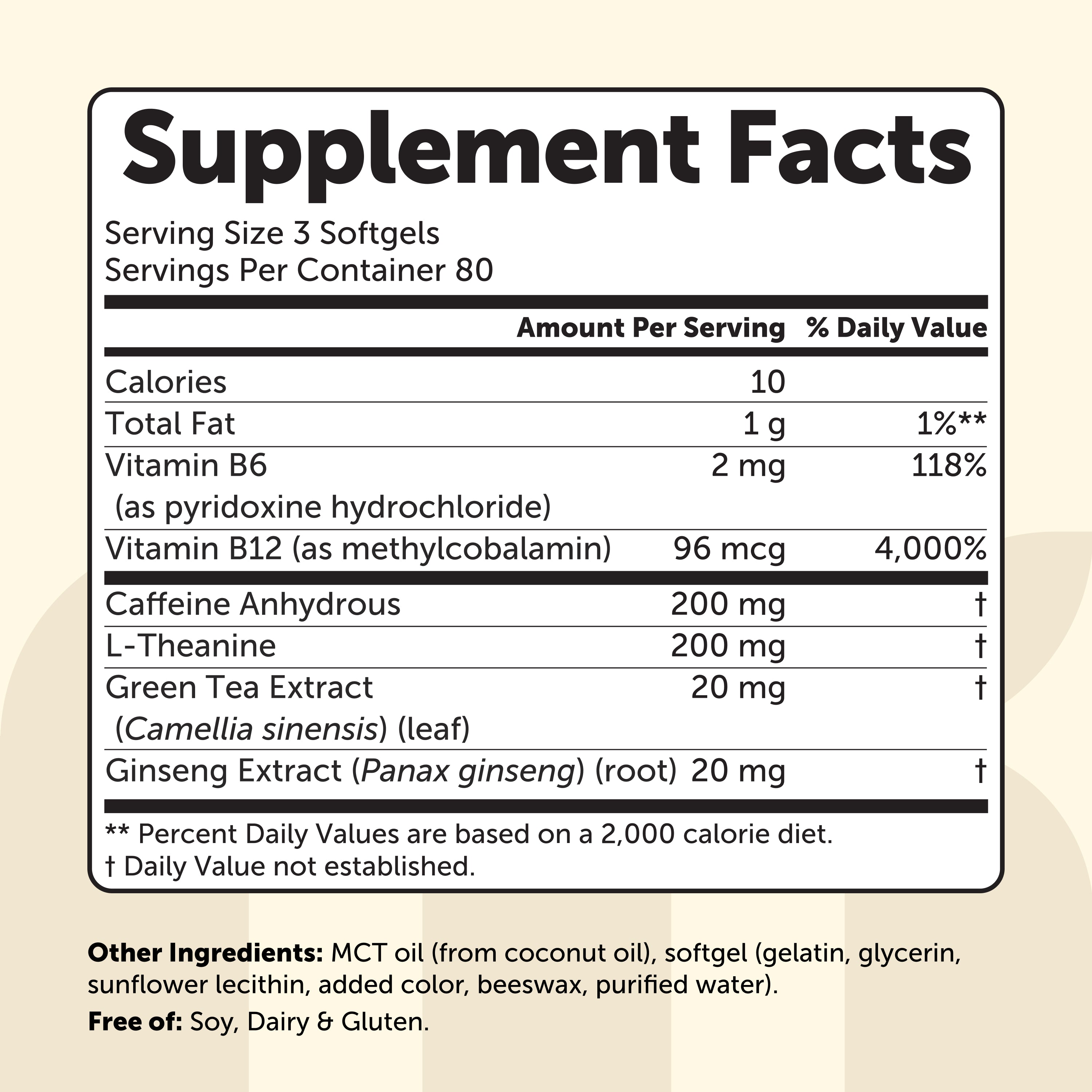 Micro Ingredients Caffeine 200mg + L-Theanine 200mg Complex with MCT Oil, 240 Softgels