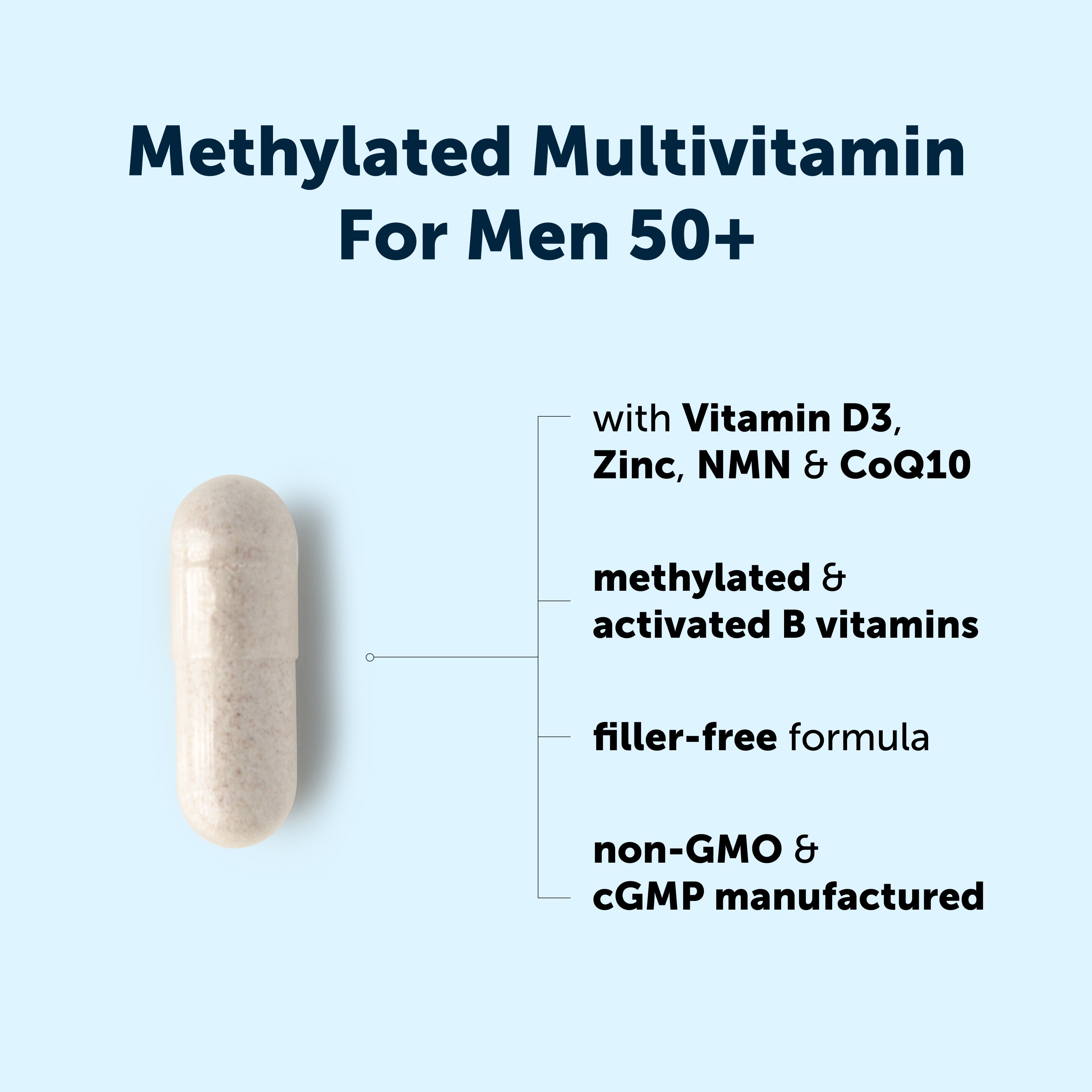 Micro Ingredients Methylated Multivitamin for Men 50+, 240 Veggie Capsules