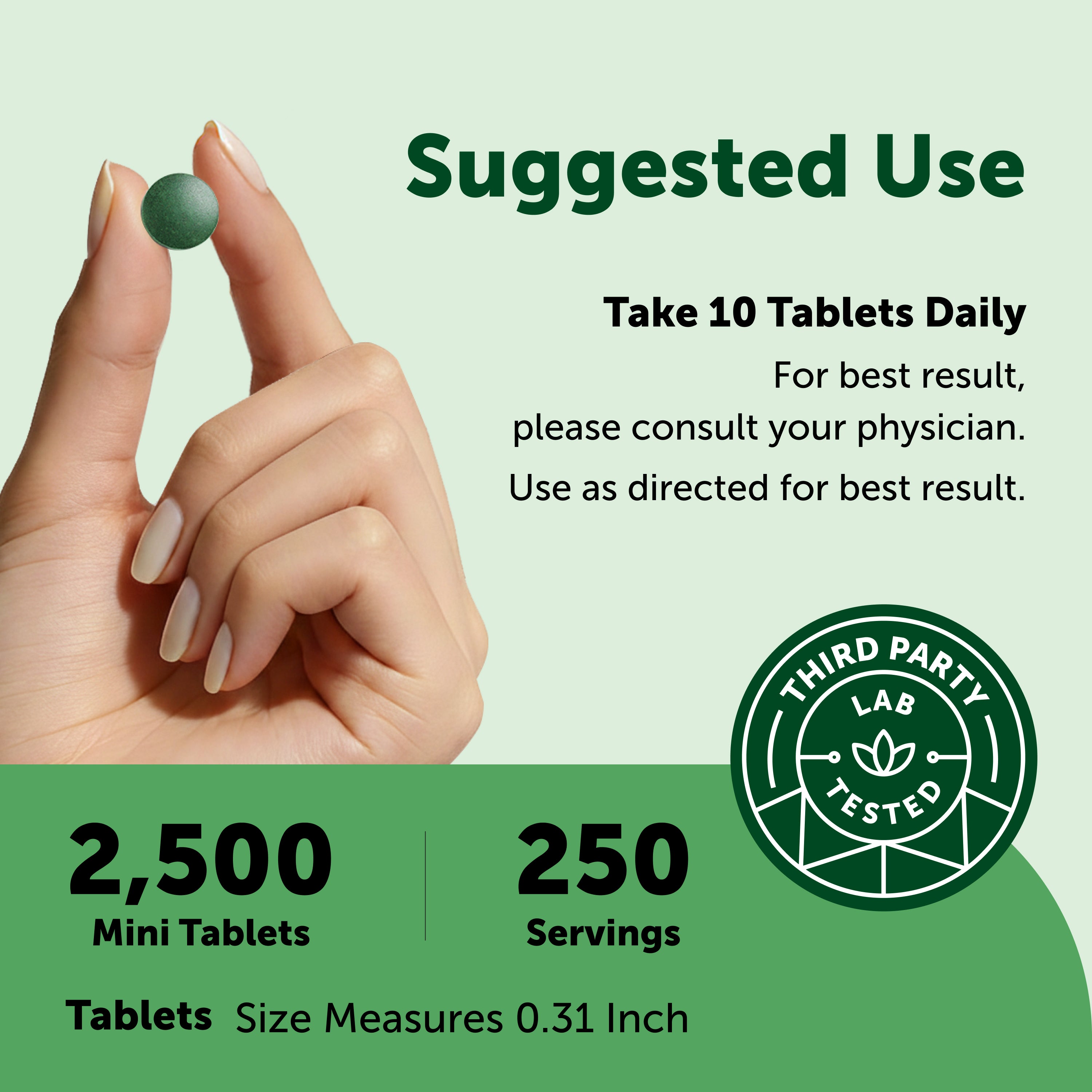 Micro Ingredients Organic Spirulina Chlorella, 2,500 Mini Tablets