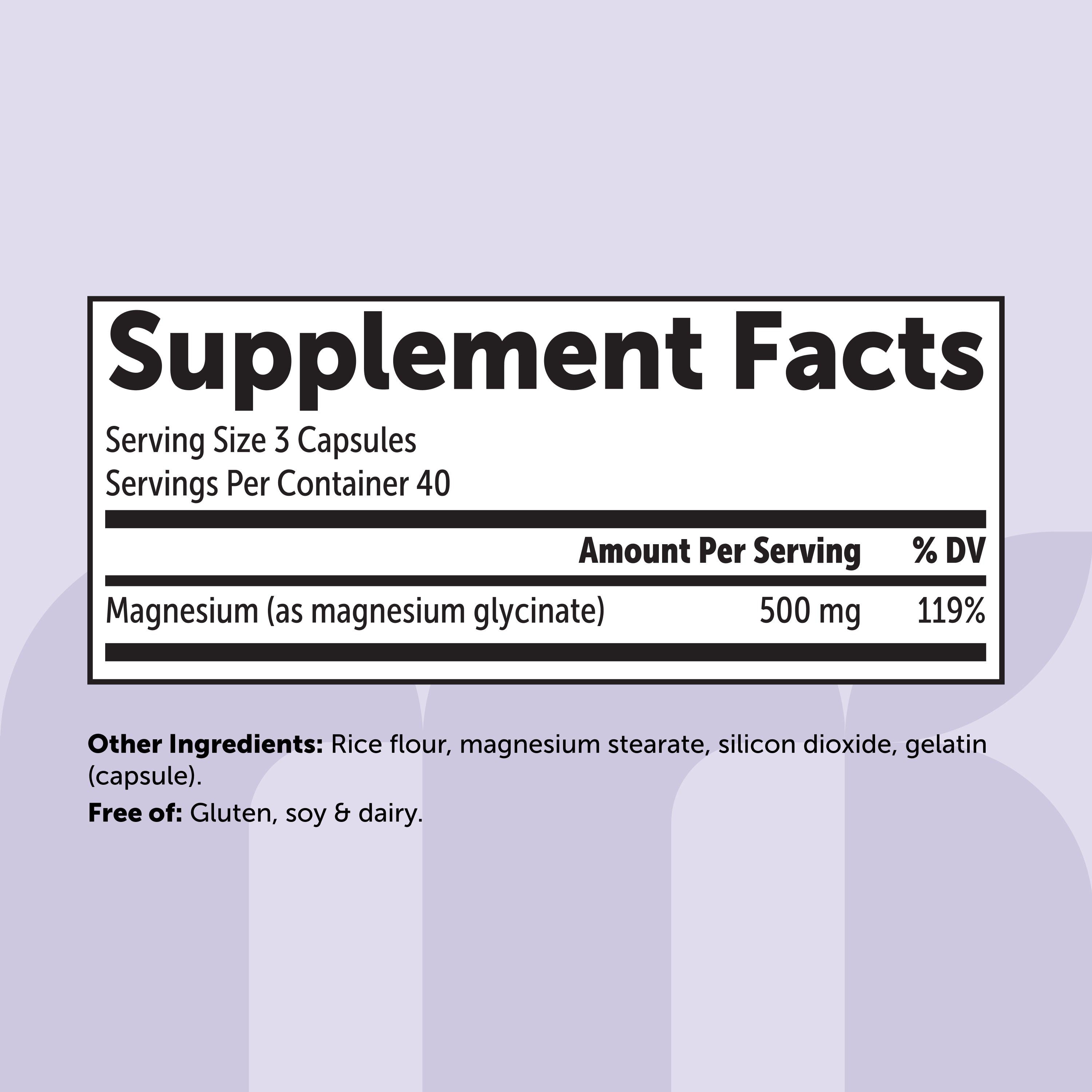 Micro Ingredients Magnesium Glycinate 500 mg Per Serving, 120 Capsules